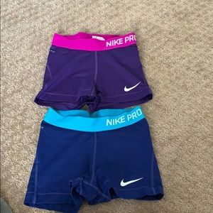 2 nike pro athletic shorts